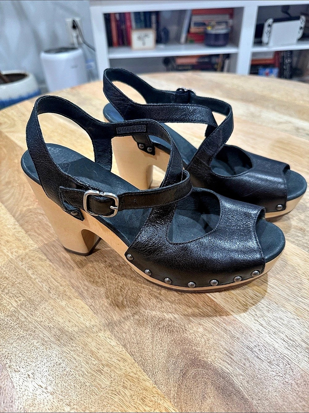 UGG Black Leather Platform Clogs US 8
